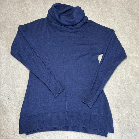 Tahari Women's Extra fine Merino Wool Sweater Small Turtleneck Tunic Blue - Picture 3 of 15